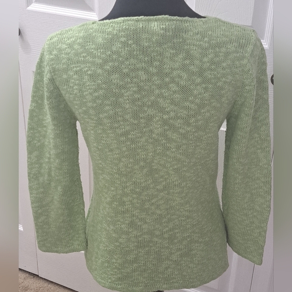 Sarah Arizona Linen Blend Lime Green Sweater Size M - Picture 4 of 9